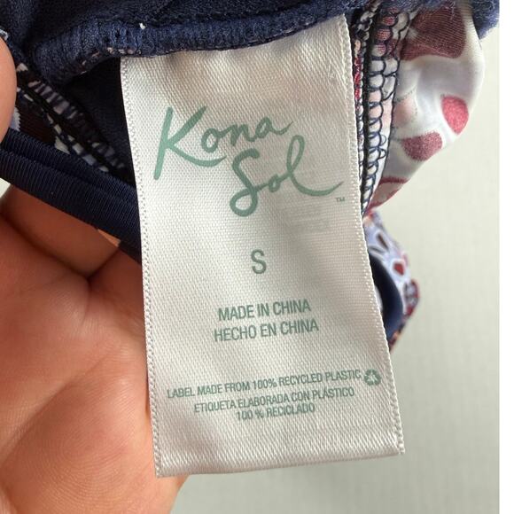 Kona Sol Purple Floral High Neck Tankini Top - Size S - Picture 6 of 7